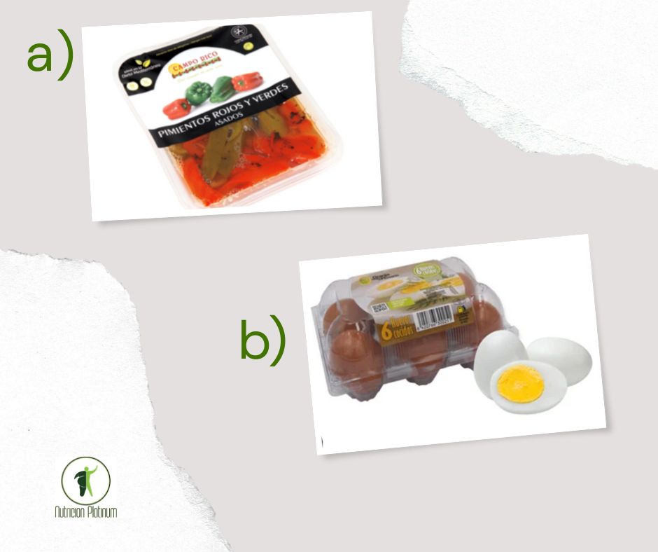 Pimientos asado de colores con huevos cocidos.